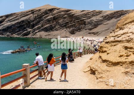 Strand La Mina, Naturschutzgebiet Paracas, Provinz Ica, Peru. Stockfoto