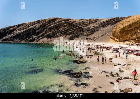 Strand La Mina, Naturschutzgebiet Paracas, Provinz Ica, Peru. Stockfoto