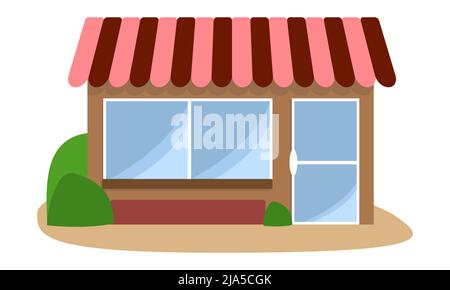 Vector Shop oder Cafe Gebäude. Flache Abbildung Stock Vektor