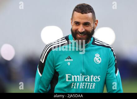 Paris, Frankreich, 27.. Mai 2022. Karim Benzema von Real Madrid während des Trainings am Stade de France, Paris. Bildnachweis sollte lauten: David Klein/Sportimage Kredit: Sportimage/Alamy Live News Stockfoto