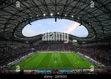 Ein allgemeiner Blick auf das Spiel während des EPCR Challenge Cup-Finalspiels im Orange Velodrome in Marseille. Bilddatum: Freitag, 27. Mai 2022. Stockfoto