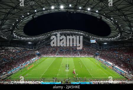 Ein allgemeiner Blick auf das Spiel während des EPCR Challenge Cup-Finalspiels im Orange Velodrome in Marseille. Bilddatum: Freitag, 27. Mai 2022. Stockfoto