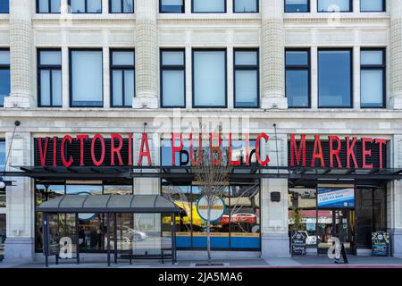 Victoria, BC, Kanada - April 14 2021 : Victoria Public Market am Hudson Stockfoto