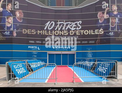 Der Eingang des Stadions Parc des Princes in Paris (Frankreich) Stockfoto