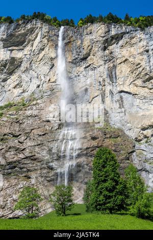 Staubbachfall, Lauterbrunnen, Kanton Bern, Schweiz Stockfoto