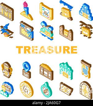 Treasure Precious Und Antique Icons Set Vector Stock Vektor