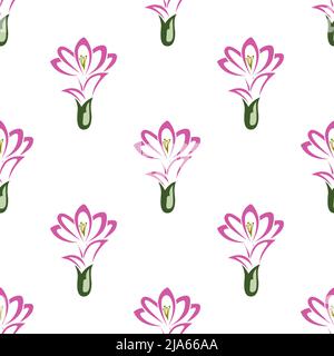 Schöne rosa Blumenkunst isoliert auf weißem Hintergrund ist in Nahtloses Muster - Vektor-Illustration Stock Vektor