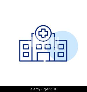 Krankenhaus-Symbol. Pixelperfekte, bearbeitbare Strichführung Stock Vektor