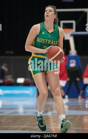 Sydney, Australien. 27.. Mai 2022. Sarah Blicavs von der australischen Basketballmannschaft der Frauen gesehen während Spiel 1 des Freundlichen Spiels der International Women Series zwischen der australischen Basketballmannschaft der Frauen gegen das japanische Basketballteam der Frauen im Quay Center. Endergebnis; Australien 70:66 Japan. (Foto von Luis Veniegra/SOPA Images/Sipa USA) Quelle: SIPA USA/Alamy Live News Stockfoto