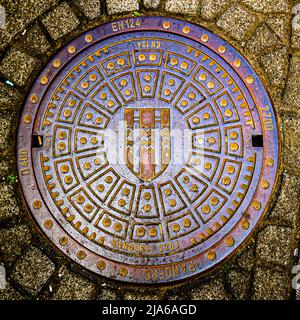 Schachtabdeckung in Reykjavik, Island Stockfoto