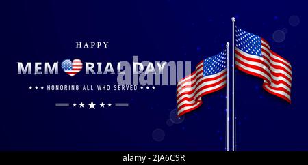 Happy Memorial Day mit zwei amerikanischen Ländern Fahnen Hintergründe für Website-Banner, Plakat Corporate, Zeichen Geschäft, Social-Media-Beiträge, Werbung Stock Vektor