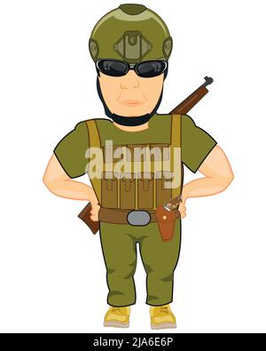 Modernes Militär in der Ausrüstung mit Waffen und in taktischen senden Stock Vektor