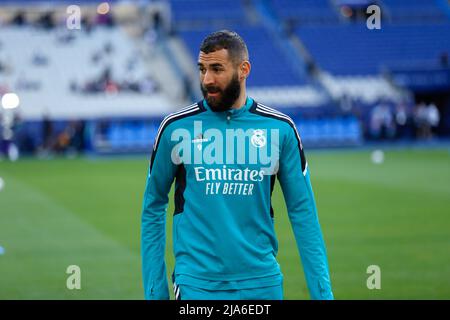 Paris, Frankreich. 27.. Mai 2022. Karim Benzema beim Real Madrid Training im Paris Saint Denis Stadion vor dem Finale der Champions League 2022. Kredit: SOPA Images Limited/Alamy Live Nachrichten Stockfoto