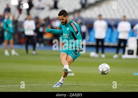 Saint-Denis, Frankreich. 27.. Mai 2022. ISCO (Real) Fußball/Fußball : UEFA Champions League Finale Matchday -1 Real Madrid Training Session im Stade de France in Saint-Denis, Frankreich . Quelle: Mutsu Kawamori/AFLO/Alamy Live News Stockfoto