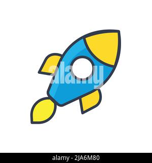 Cartoon Rakete Raumschiff starten, isolierte Vektor-Illustration. Einfaches flaches Raumschiff-Symbol. Stock Vektor