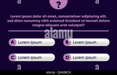 Vektorvorlage Frage und Antworten für Quiz-Spiel, Prüfung, tv-Show, Schule, Prüfung. Abbildung 10 eps Stock Vektor