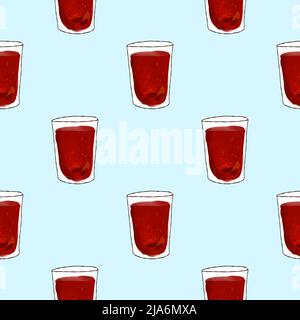 Nahtloses Muster mit Illustrationsglas mit Fruchtkompott Stock Vektor