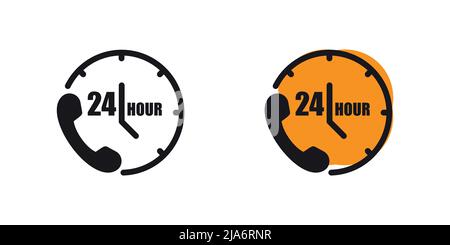 24-Stunden-Symbol für das Call Center, Symbol für den Kundendienst des Betreibers, Hilfecenter Stock Vektor