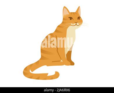 Ginger Katze Cartoon sitzen auf dem Boden Cartoon Tier Design Vektor Illustration isoliert auf weißem Hintergrund Stock Vektor