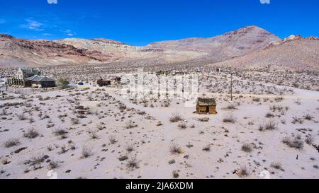 Death Valley Geisterstadt von Rhyolith aus der Luft Stockfoto