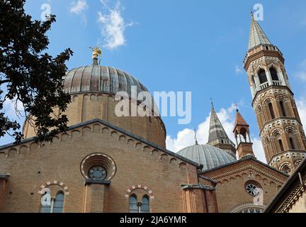 Glockentürme und Kuppel der Basilika des Heiligen Antonius aus Padua auch Santo ANTONIO in italienischer Sprache in Padua Stadt in Italien und die goldene genannt Stockfoto