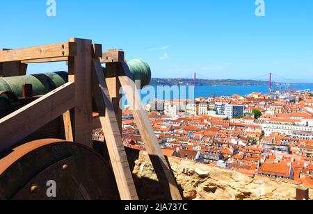 Schöne Luftaufnahme von Lissabon von der Burg von Sao Jorge aus gesehen Stockfoto