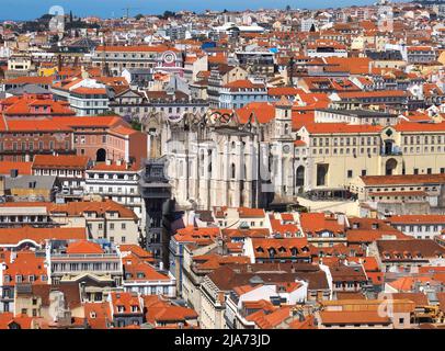 Schöne Luftaufnahme von Lissabon von der Burg von Sao Jorge aus gesehen Stockfoto