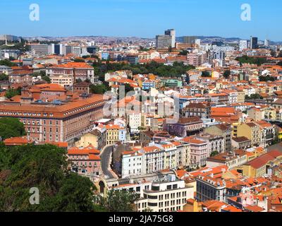 Schöne Luftaufnahme von Lissabon von der Burg von Sao Jorge aus gesehen Stockfoto