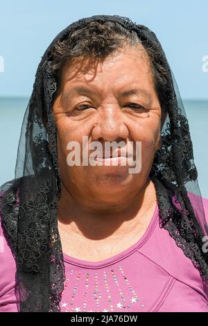 Christliche Maya-Frau, Campeche Mexiko Stockfoto