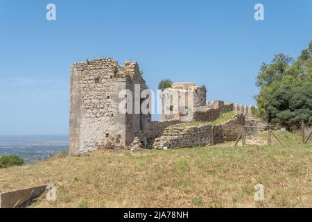 Ruinen des Castell de Santueri, gelegen in der mallorquinischen Stadt Felanitx, Spanien Stockfoto
