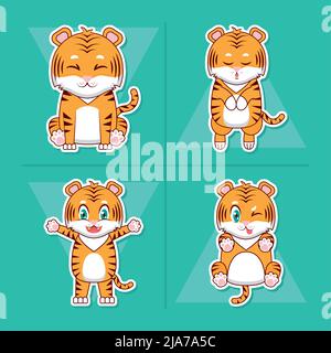 Niedliches Tiger-Icon-Set Stock Vektor