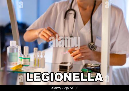 Legionellen. Legionellenbakterien (Legionella pneumophila). Fieberhafte Erkrankung, entweder milder Natur und ohne pulmonalen Fokus Stockfoto