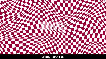 Karierter Hintergrund mit verzerrten Quadraten. Abstraktes Banner mit Verzerrung. Schachmuster. Schachbrettfläche Stock Vektor