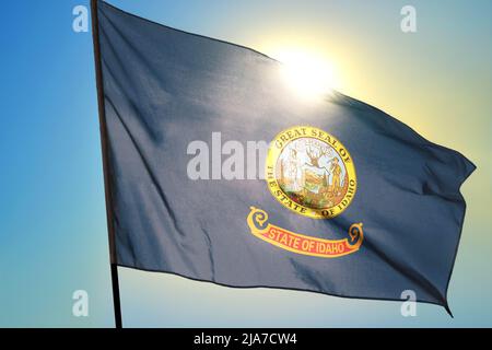 Die Flagge des Bundesstaates Idaho winkt dem Wind Stockfoto