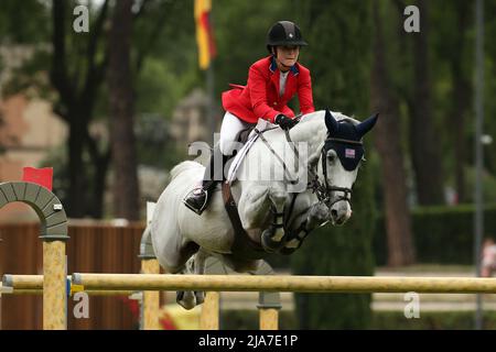 Rom, Italien. 27.. Mai 2022. Chloe Reid (USA) bei Souper Shuttlewährend des Rolex Grand Prix Rom beim CSIO 5* Nations Cup 89. auf der Piazza di Siena am 27. Mai 2022 in Rom, Italien. (Foto von Giuseppe Fama/Pacific Press/Sipa USA) Quelle: SIPA USA/Alamy Live News Stockfoto