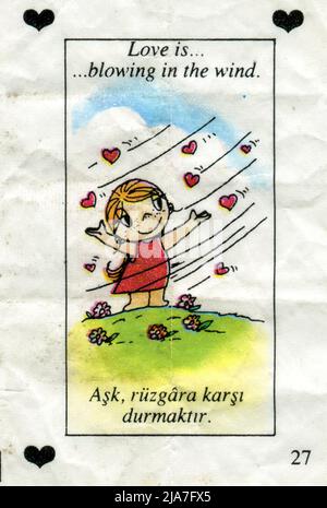 Türkischer Kaugummieinsatz. Liebe ist... . 1990s. Stockfoto