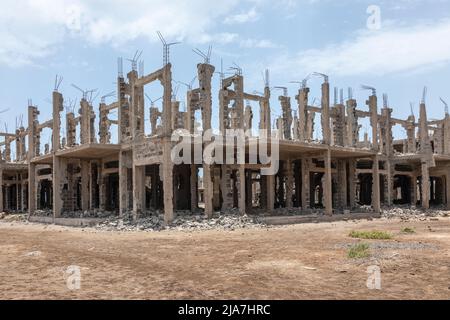 Baufällig verlassene, unfertige Hotelgebäude in Santa Maria, Sal, Kapverdische Inseln, Kap Verde, Afrika Stockfoto