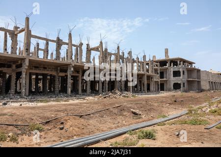 Baufällig verlassene, unfertige Hotelgebäude in Santa Maria, Sal, Kapverdische Inseln, Kap Verde, Afrika Stockfoto