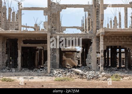 Baufällig verlassene, unfertige Hotelgebäude in Santa Maria, Sal, Kapverdische Inseln, Kap Verde, Afrika Stockfoto