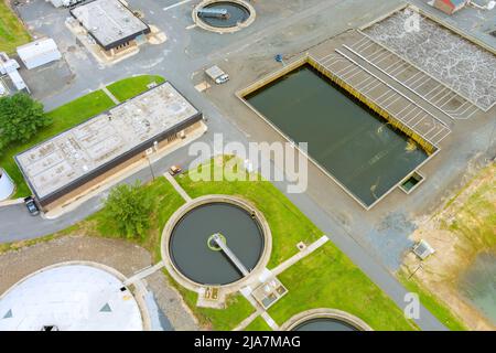 Kläranlagen, Abwasserbehandlung Pools Infrastruktur Stockfoto