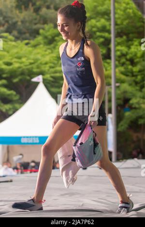 Seoul, Südkorea. 8.. Mai 2022. Natalia Grossman (USA), 8. Mai 2022 - Sport Climbing : Women's Boulder Finale während des IFSC Climbing World Cup Seoul 2022 im Jungnang Sport Climbing Stadium in Seoul, Südkorea. Kredit: Lee Jae-won/AFLO/Alamy Live Nachrichten Stockfoto