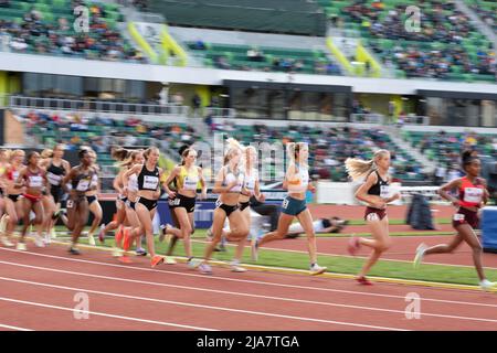 Eugene, Oregon, USA. 27.. Mai 2022. Weibliche Athleten treten beim 10.000-Meter-Rennen der Frauen während des Prefontaine Classic im Hayward Field in Eugene, Oregon, an. (Bild: © Brian Branch Price/ZUMA Press Wire) Stockfoto