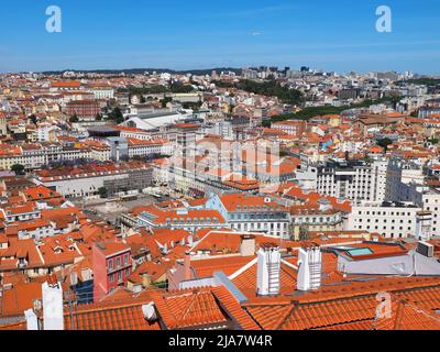 Schöne Luftaufnahme von Lissabon von der Burg von Sao Jorge aus gesehen Stockfoto