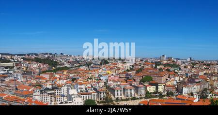 Schöne Luftaufnahme von Lissabon von der Burg von Sao Jorge aus gesehen Stockfoto