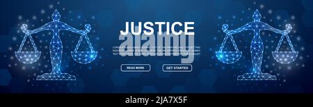 Skaliert polygonales Symbol für Head Promotion Banner. Horizontale Low-Poly-Poster-Illustration. Justice Design Vorlage Illustration Konzept. Stock Vektor