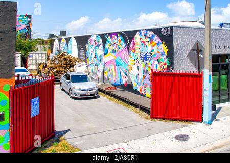 Städtische Kunstmalerei in Wynwood District oder Community, Miami, Florida, Spanien Stockfoto