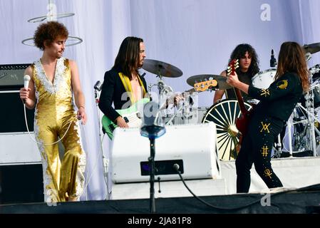 Napa, Kalifornien, USA. 27.. Mai 2022. Greta Van Fleet tritt am 1. Tag des BottleRock 2022 Music Festival auf. Kredit: Ken Howard/Alamy Live Nachrichten Stockfoto