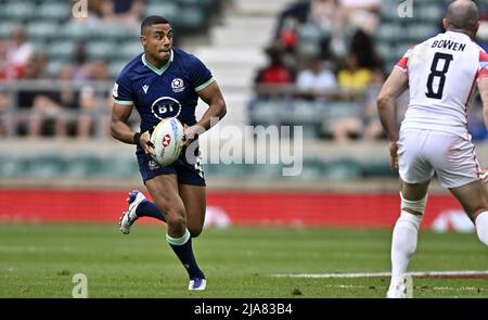 Twickenham, Großbritannien. 28.. Mai 2022. London HSBC World Rugby siebt. Twickenham Stadium. Twickenham. Kaleem Barreto (Schottland) während des Pool-D-Spiels zwischen England und Schottland im Londoner HSBC-Weltrugby Sevens. Kredit: Sport In Bildern/Alamy Live Nachrichten Stockfoto