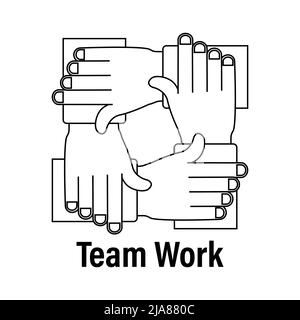 Abstrakte Teamarbeit Hände Zeichen für Konzept-Design. Geschäftskonzept. Teamarbeit, Zusammenarbeit. Stock Vektor