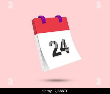 Kalender 3D-Symbol. Monatskalender und Zeitplan Plan Zelt 3D Symbol. Veranstaltungs- oder Urlaubsplanungskonzept. Stockfoto